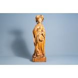 A carved elm wood figure of Agnes of Burgundy, Duchess of Bourbon and Auvergne, France or Flanders,