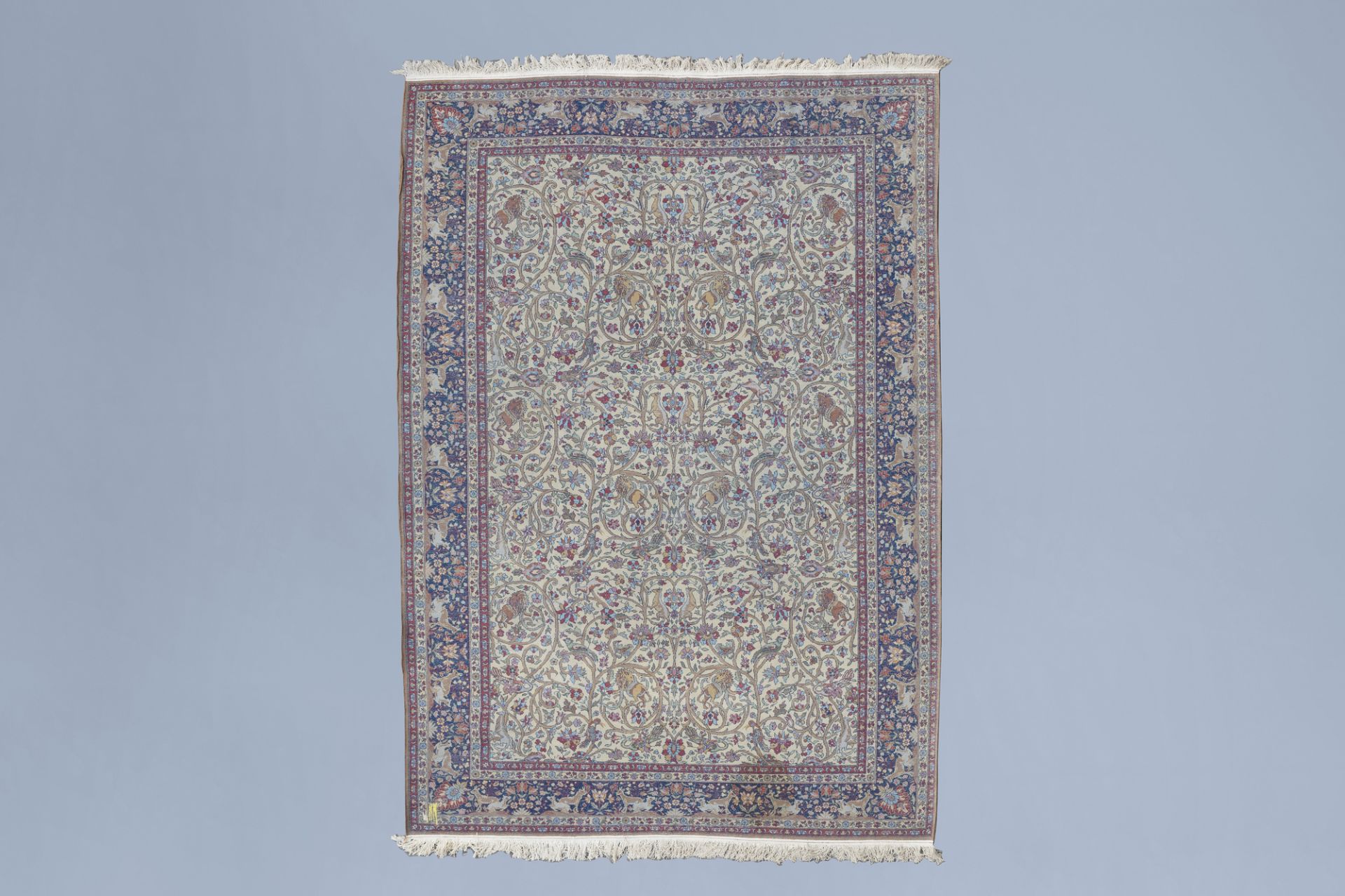 A large Persian Kerman rug with animals and floral design, wool on cotton, mid 20th C. - Image 2 of 3