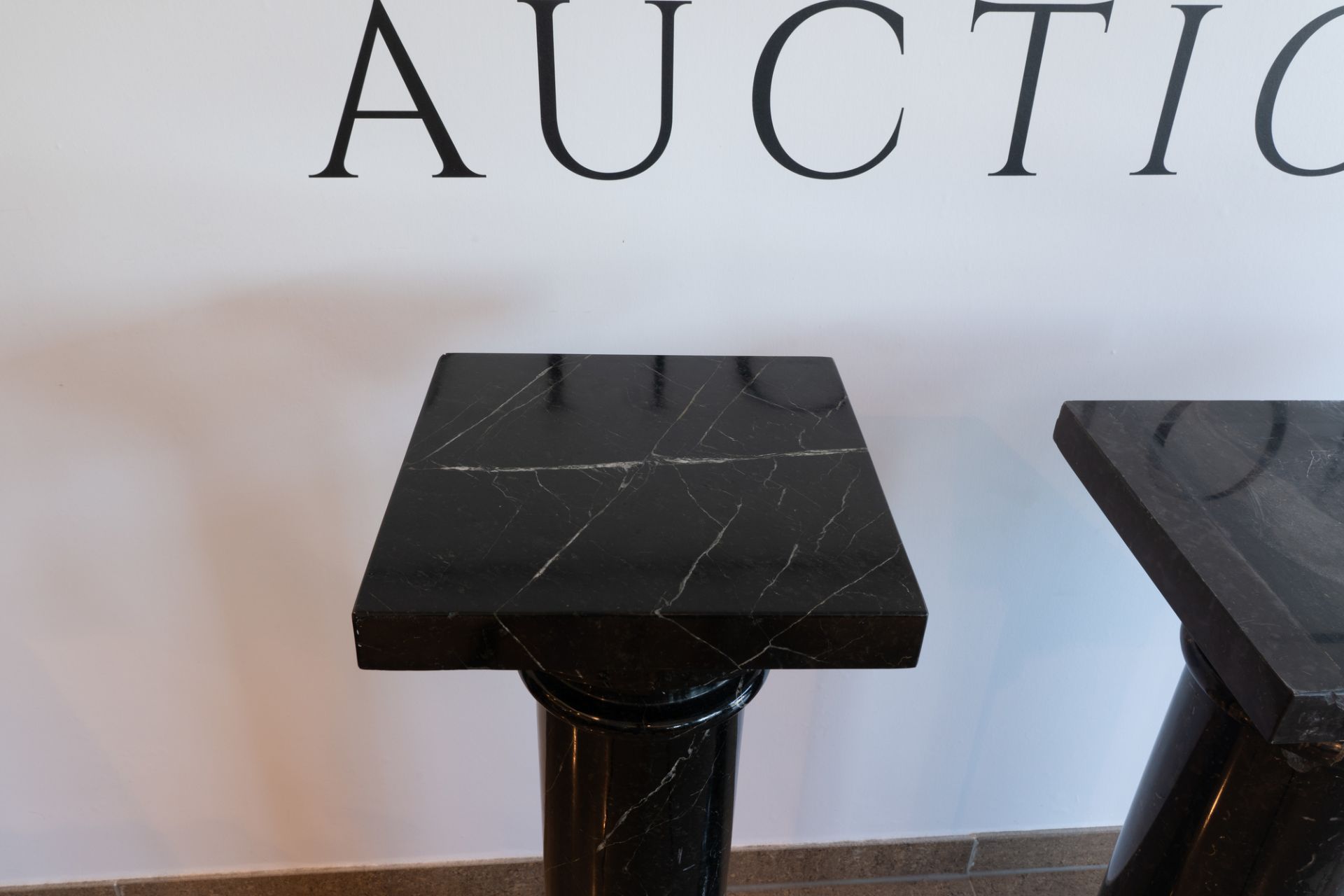 Three grey and black marble pedestals, 20th C. - Image 3 of 5