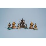 Seven bronze figures of Buddha and Tara, China and Southeast Asia, 19th/20th C.