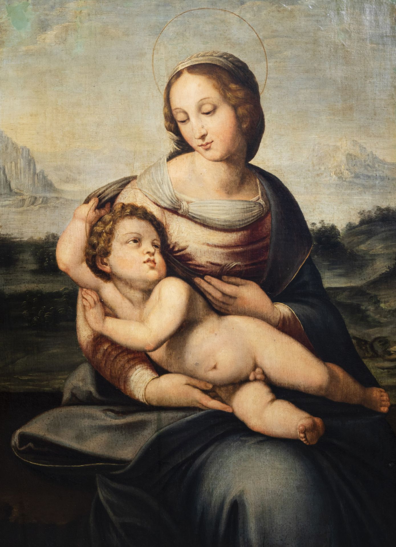 Italian school, after Raffaello Sanzio (Raphael, 1483-1520): Madonna and Child, oil on canvas, 18th/