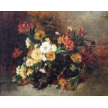 Eugene Henri Cauchois (1850-1911, in the manner of): Still life of flowers, oil on canvas