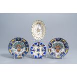 A varied collection of Dutch Delft and French faience with floral design, 18th/19th C.