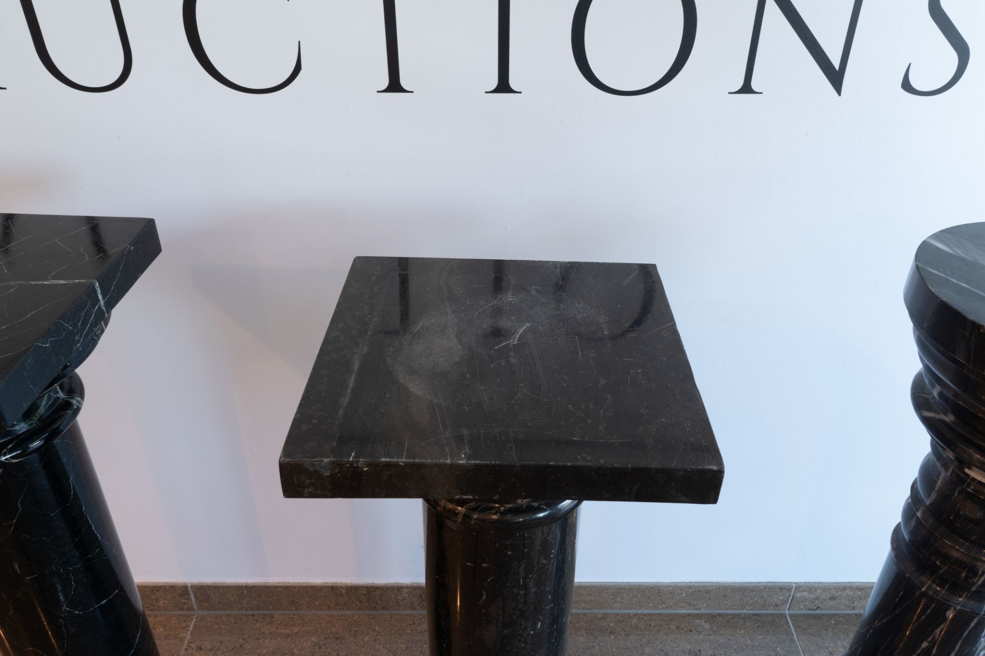 Three grey and black marble pedestals, 20th C. - Image 4 of 5