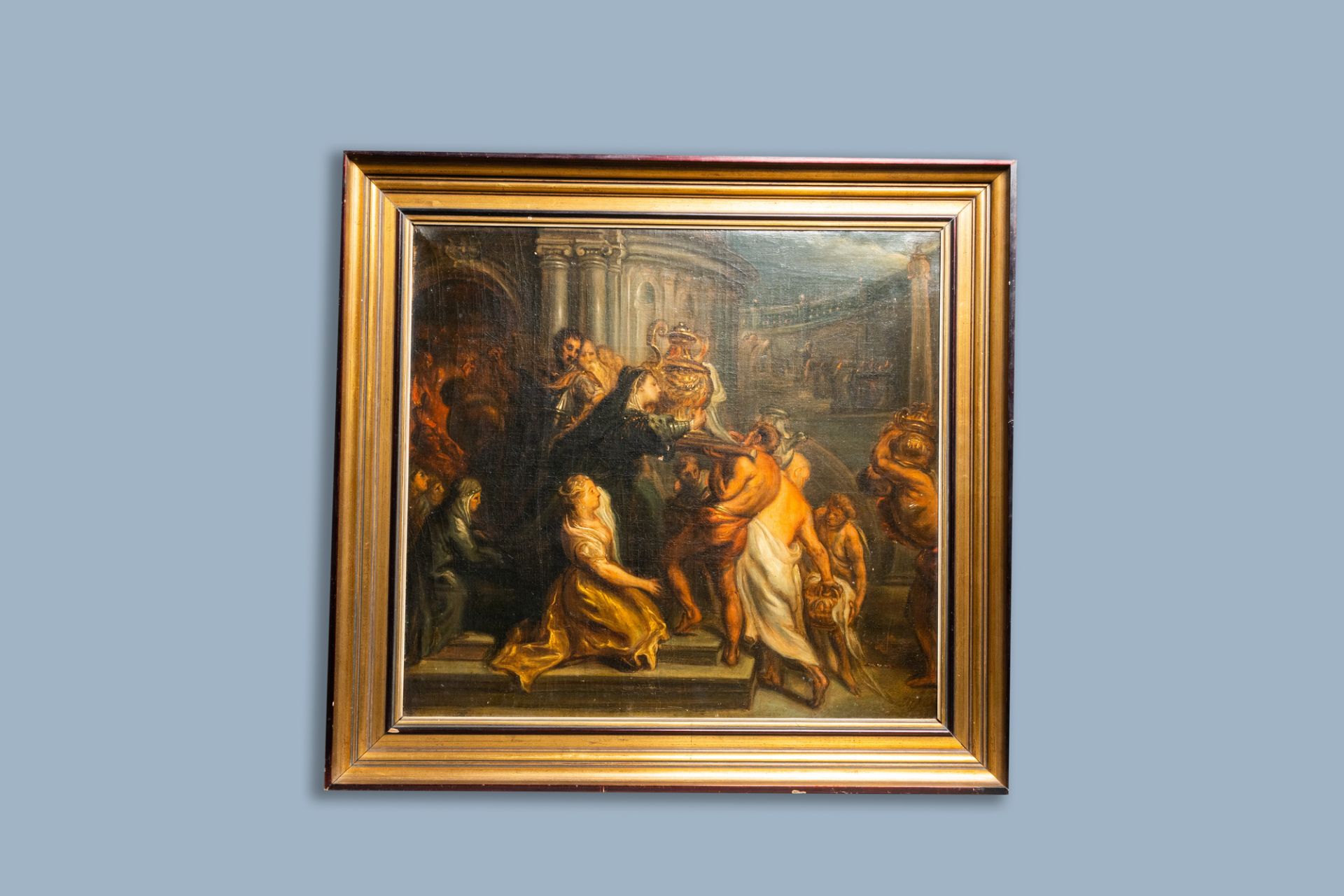 Flemish school, after Jacob Jordaens (1593-1678): The return, oil on canvas, 18th/19th C. - Image 2 of 4