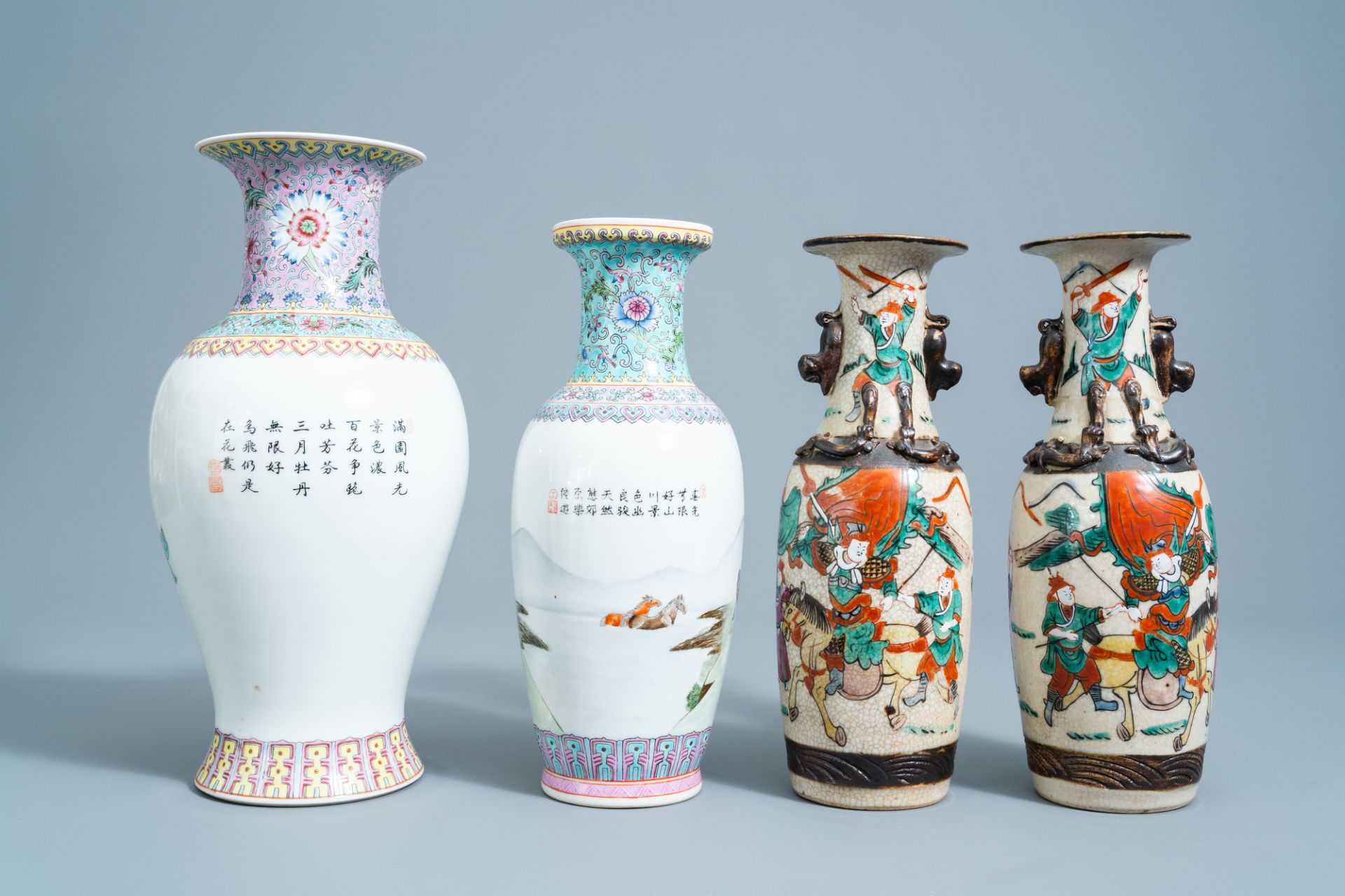 A varied collection of Chinese blue, white and famille rose porcelain, 19th/20th C. - Image 3 of 9