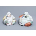 Two Chinese famille rose figures of Buddha, 20th C.