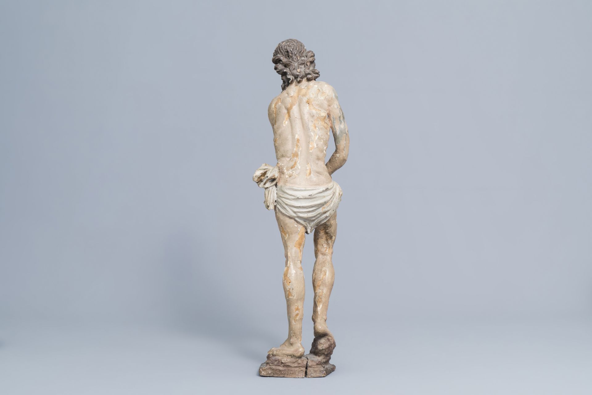 A carved and polychrome painted wooden 'Ecce Homo', Spain, 17th C. - Image 5 of 8