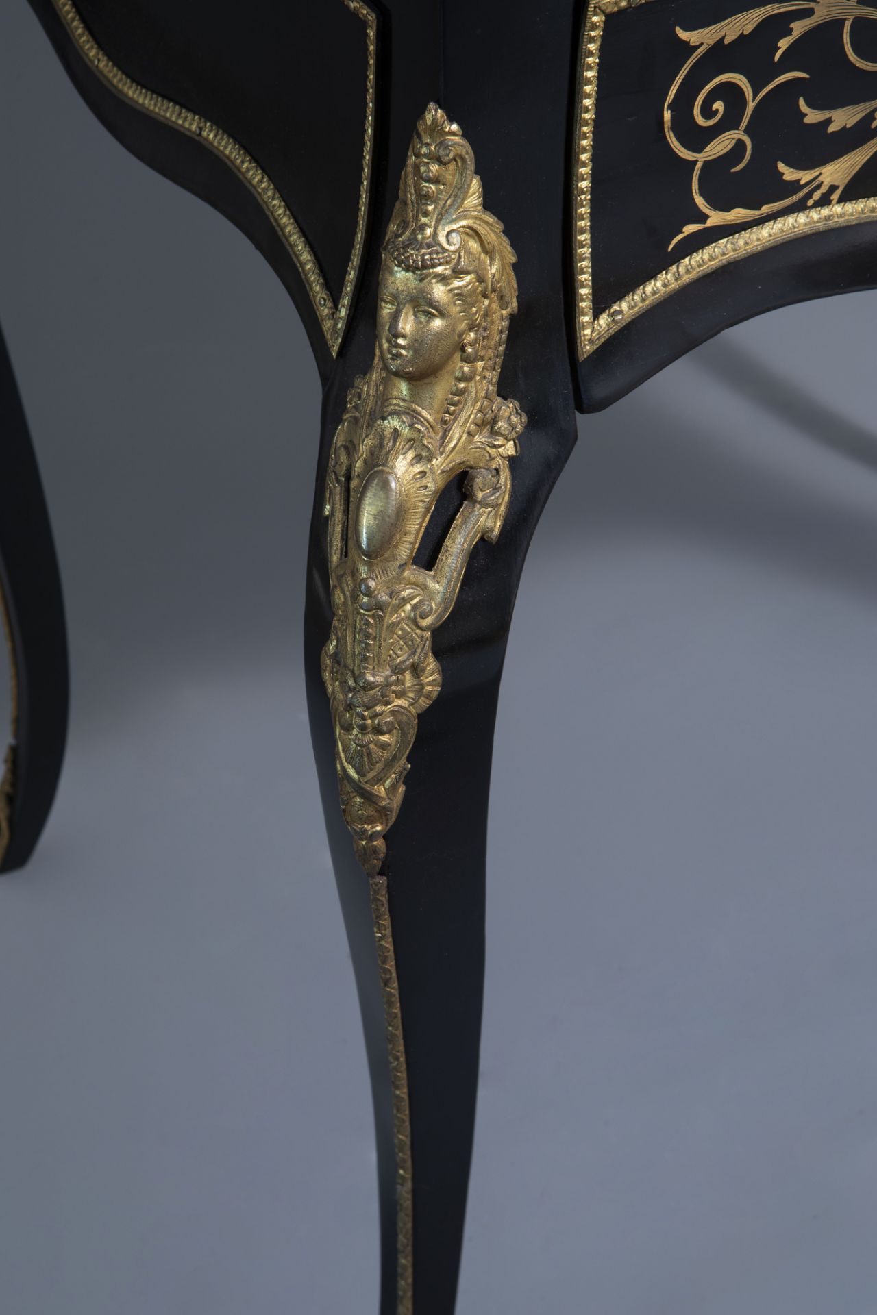 A French ebonised wooden brass inlaid and gilt bronze mounted bonheur du jour, Napoleon III, 19th/20 - Image 22 of 23