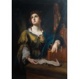 Illegibly signed, after Simon Vouet (1590-1649): Saint Cecilia, pastel on paper marouflated on canva