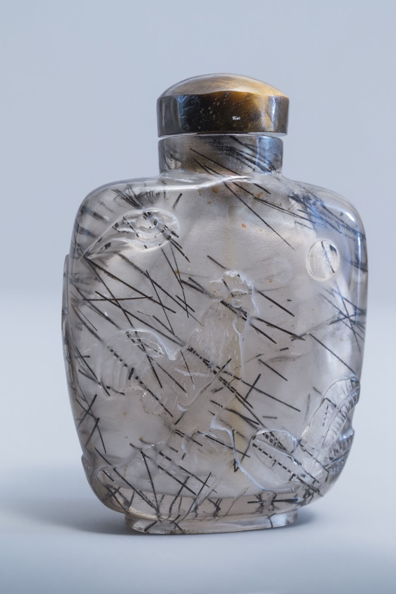 A Chinese hair crystal snuff bottle, 19th/20th C. - Image 5 of 9