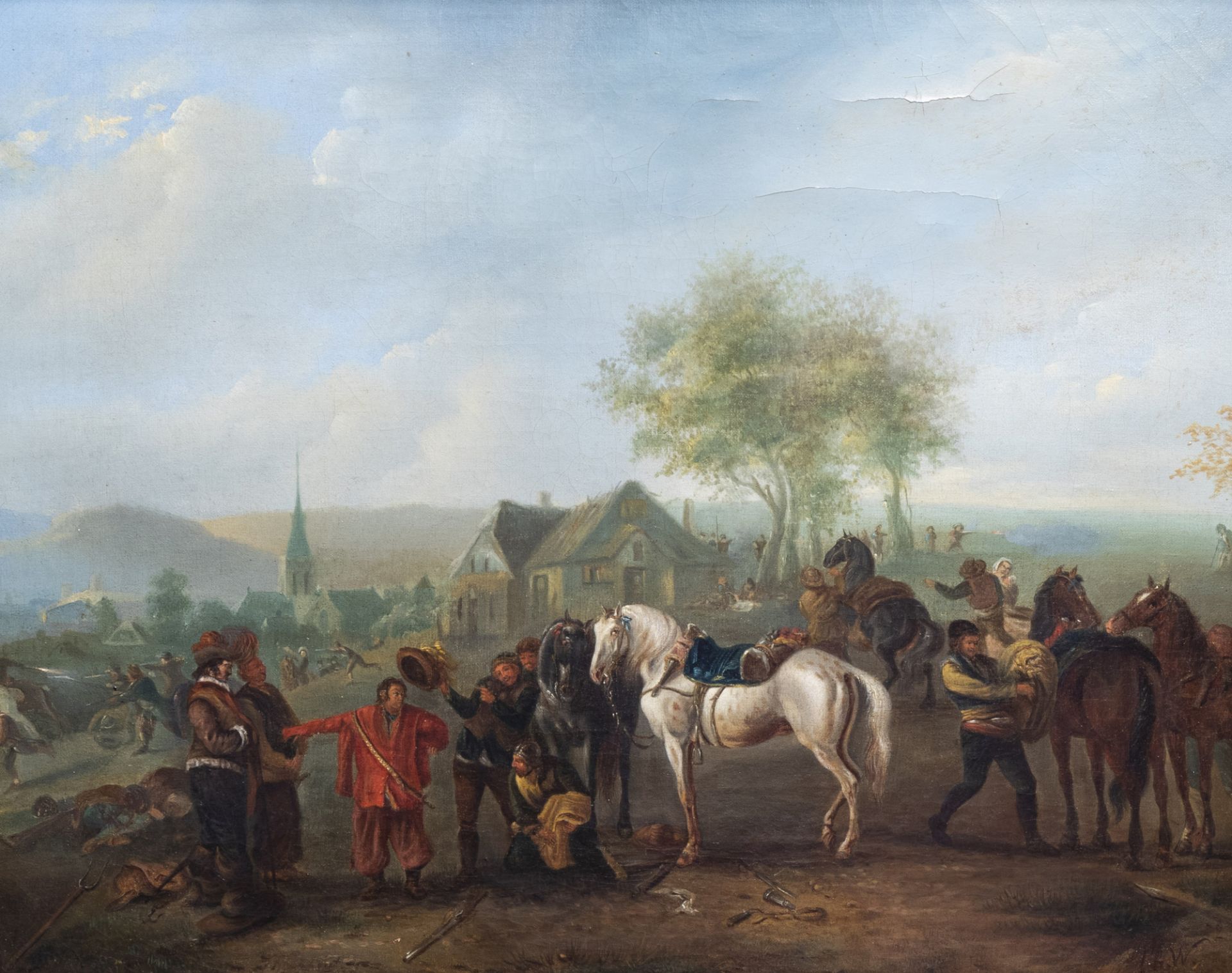 Dutch school, in the manner of Philips Wouwerman (1619-1668): The spoils of war, oil on canvas, 17th
