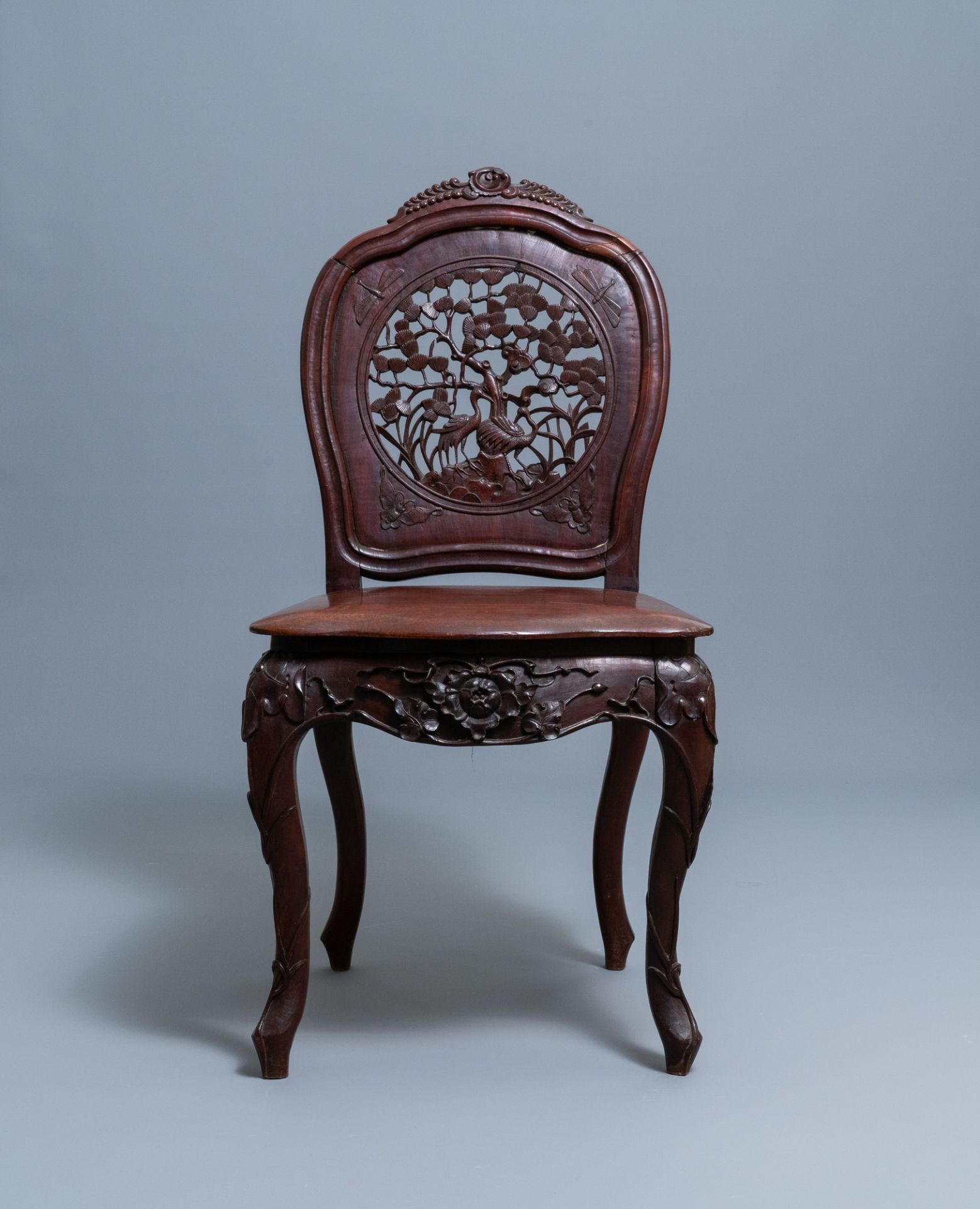 Four wooden chairs with reticulated backs, Macao or Portuguese colonial, 19th C. - Image 18 of 47