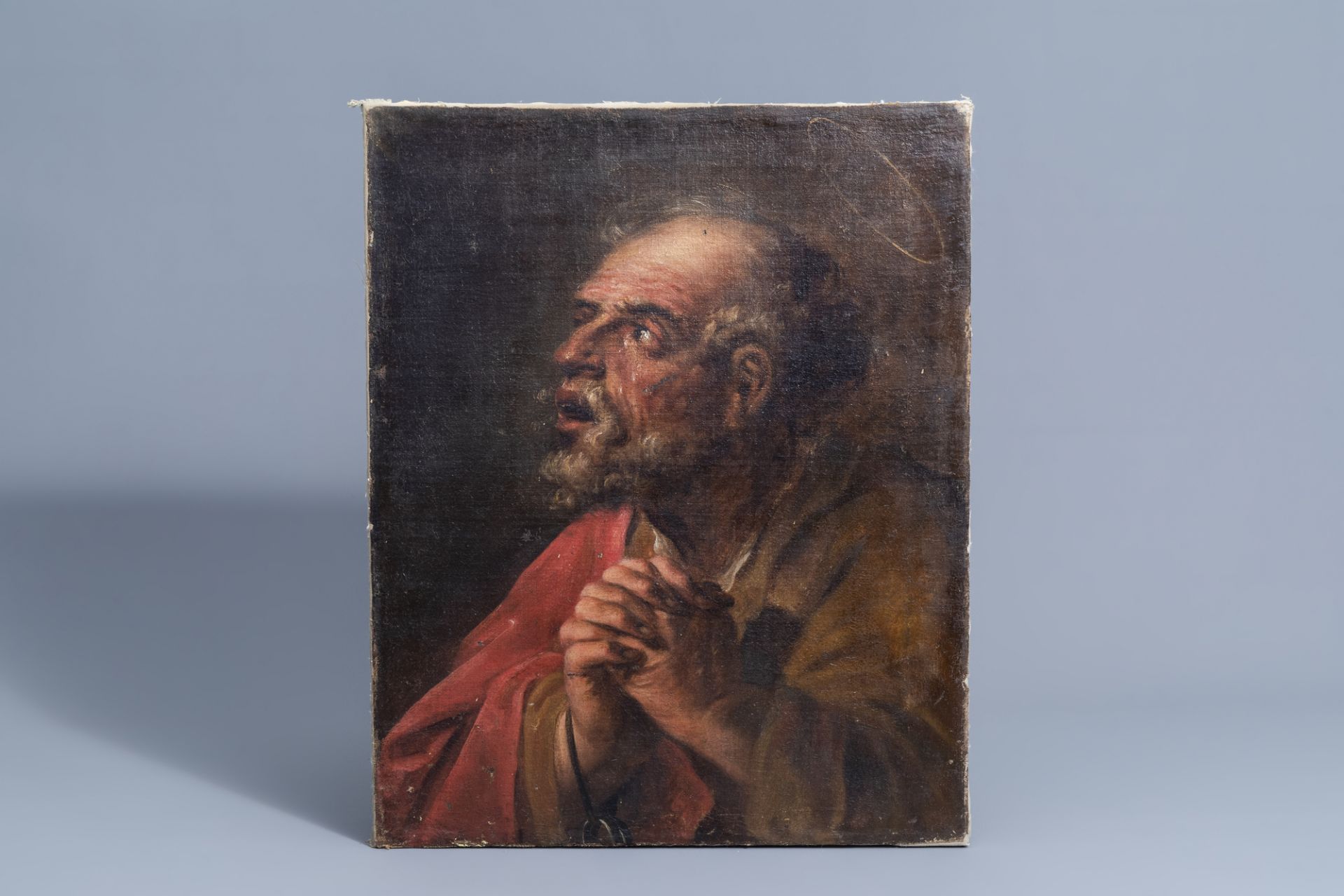 Italian school: Saint Peter, oil on canvas, 17th C. - Image 2 of 4