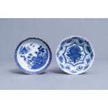 Two various Chinese blue and white saucers, Wanli/Qianlong