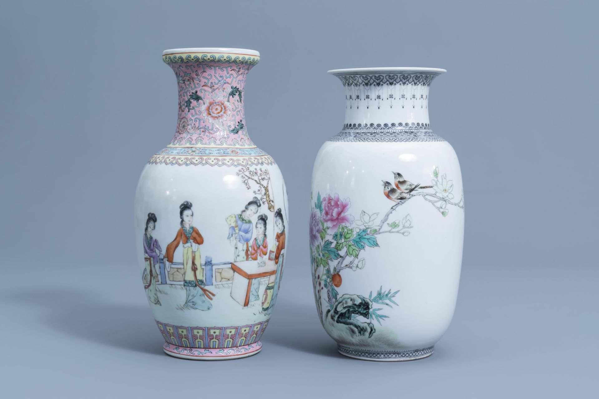 Five various Chinese famille rose vases, 20th C. - Image 2 of 13