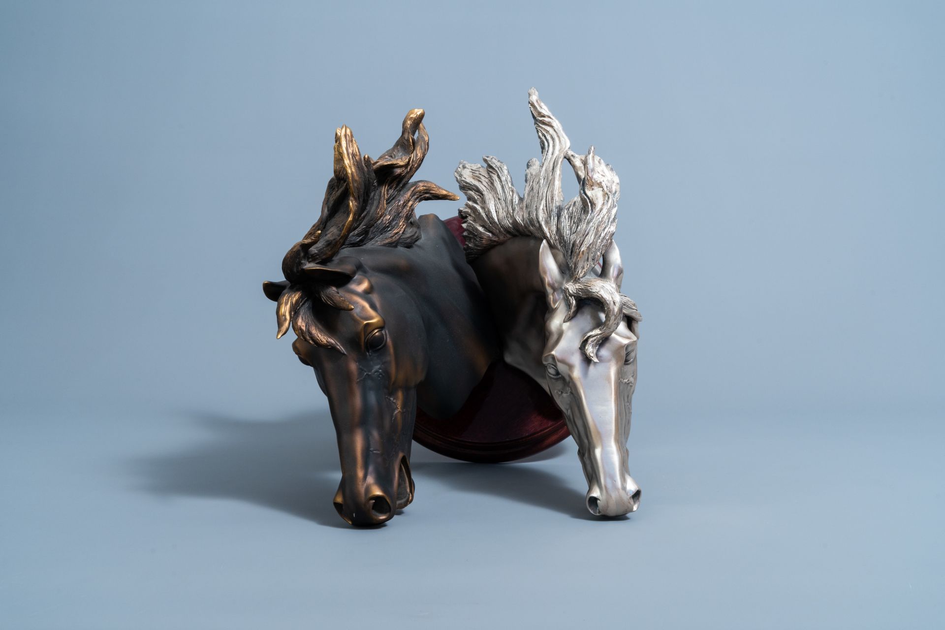 Illegibly signed: A silver plated and a patinated horse's head, Brunel, Italy, dated 1997 - Image 8 of 11
