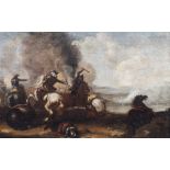 Italian school: The battlefield, oil on canvas, 17th C.