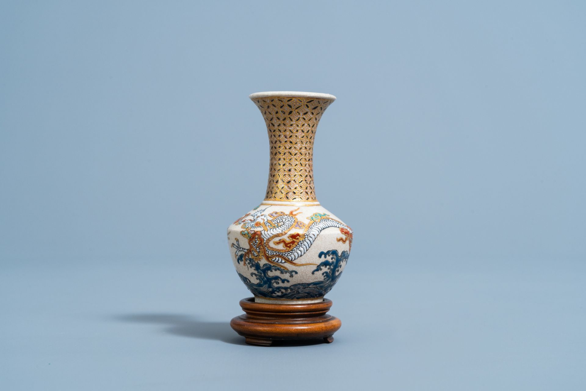 A Japanese Satsuma 'dragons' vase, Edo/Meiji, 19th C.
