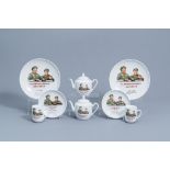 Two pairs of Chinese four-piece polychrome tea sets with Mao Zedong and Lin Biao, 20th C.