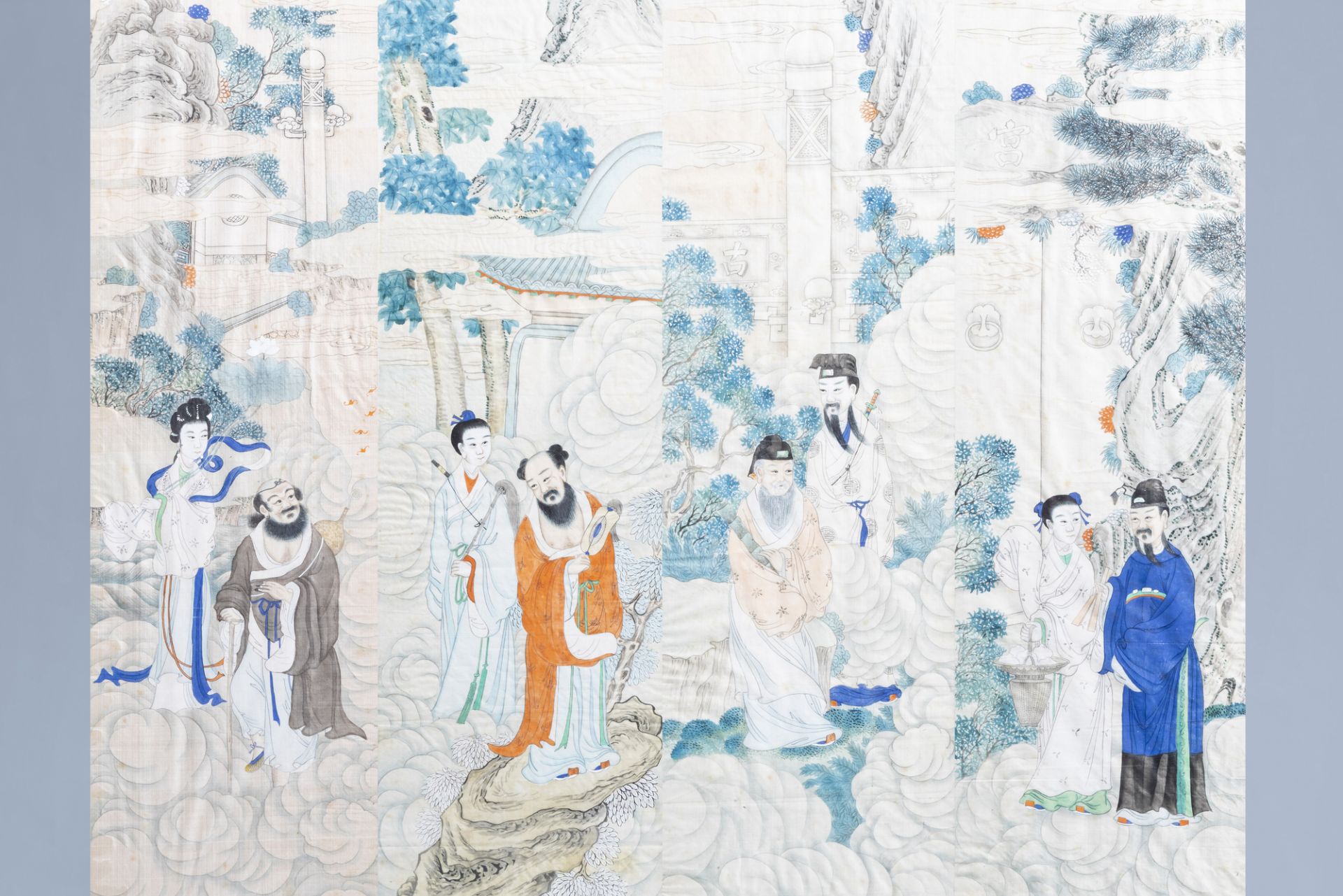 Chinese school, ink and colours on silk, 19th/20th C.: Four works depicting Immortals