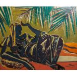 Floris Jespers (1889-1965): A reclining Congolese lady, oil on canvas