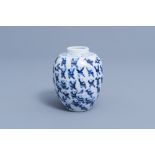 A Chinese blue and white '100 boys' vase, Kangxi mark, 19th C.