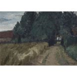 Albert Servaes (1883-1966): The driveway between the fields, oil on canvas marouflated on board, dat