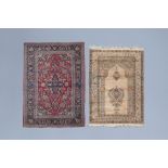 A Persian Mashad rug and a Turkish Kayseri rug with floral design, wool and wool and silk on cotton,