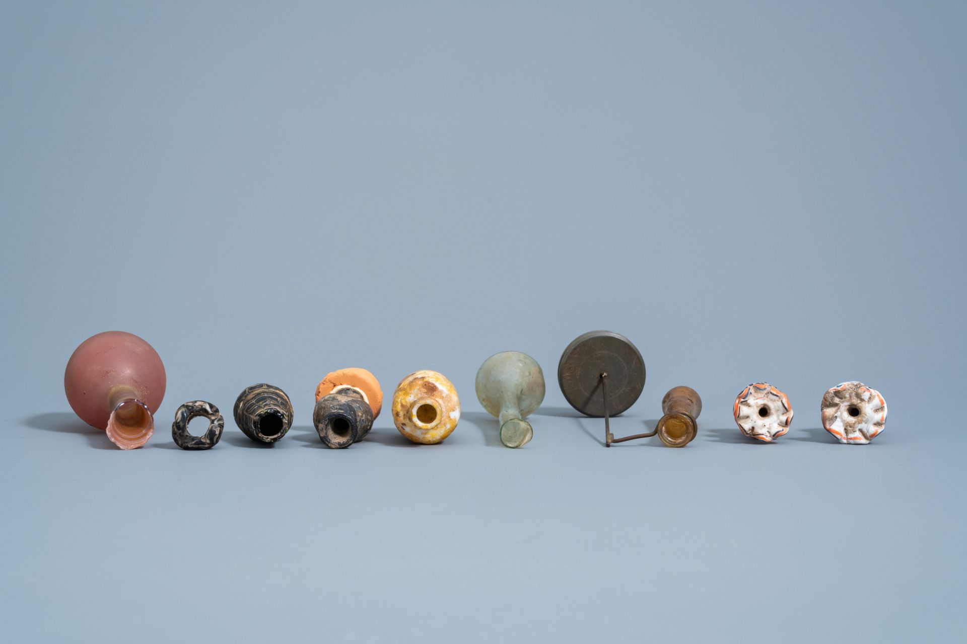 A varied collection of glass bottles and flasks, possibly Roman - Image 4 of 5