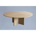 A large, round oak design table, Minus, Poperinge, 21st C.