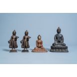 Four bronze figures of Buddha, China and Southeast Asia, 19th/20th C.