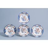 Four Chinese Imari style plates with antiquities and floral design, Qianlong