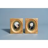 Two oval framed porcelain plaques with women's portraits after Friedrich August von Kaulbach, most p