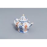 A Chinese octagonal Imari style teapot and cover with floral design, Kangxi