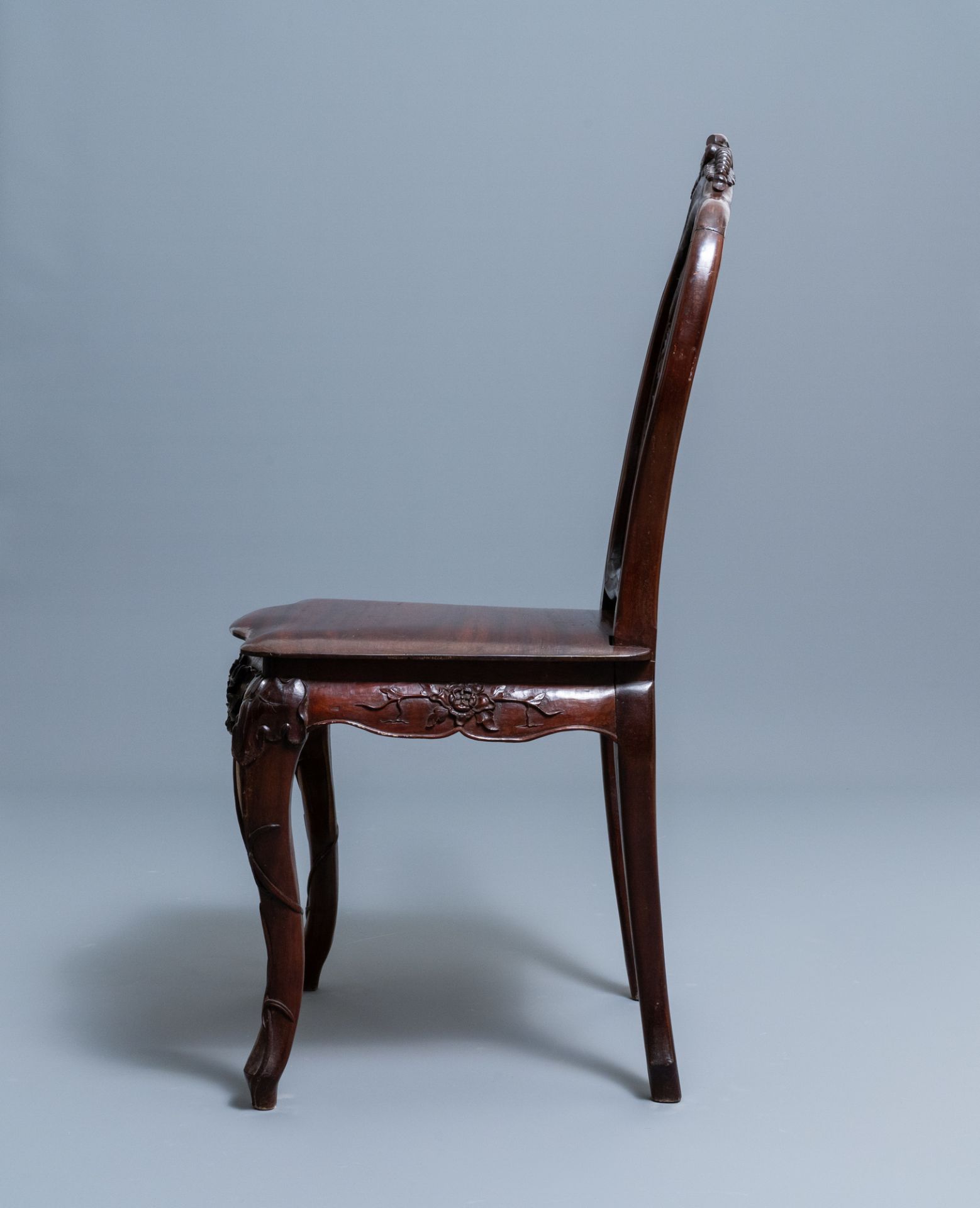 Four wooden chairs with reticulated backs, Macao or Portuguese colonial, 19th C. - Image 9 of 47