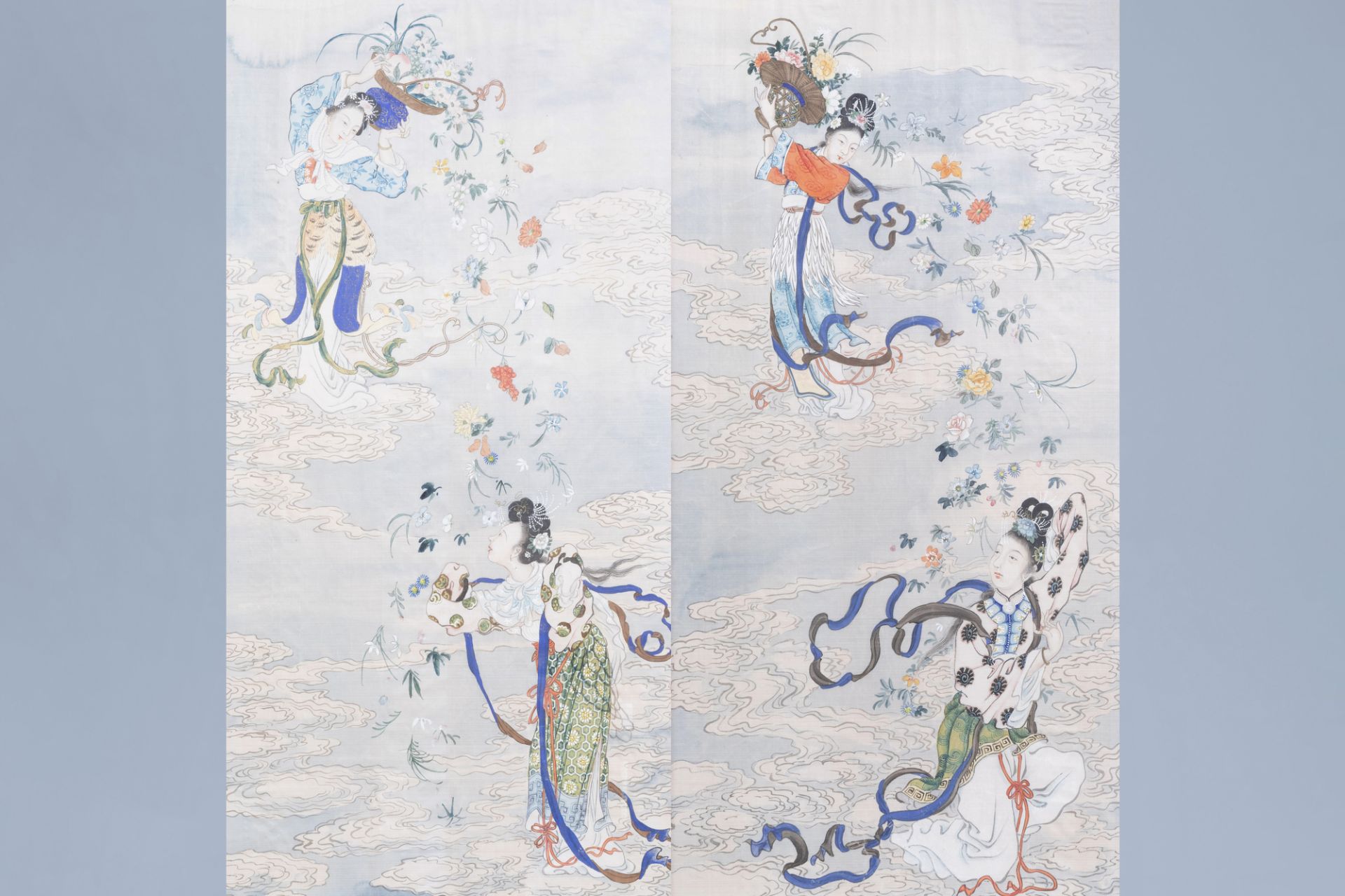 Chinese school, ink and colours on silk, 19th/20th C.: Two works depicting Immortals - Image 11 of 11