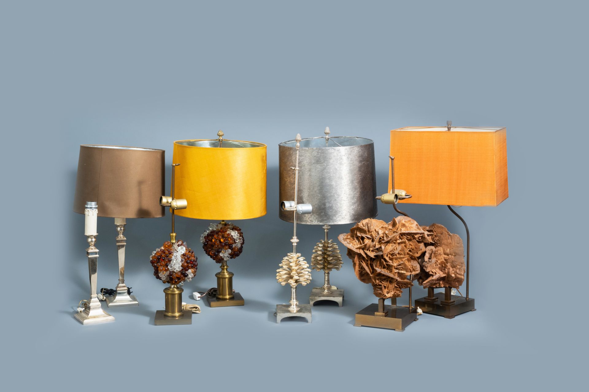 Four various pairs of Maison Charles style lamps, 20th C.