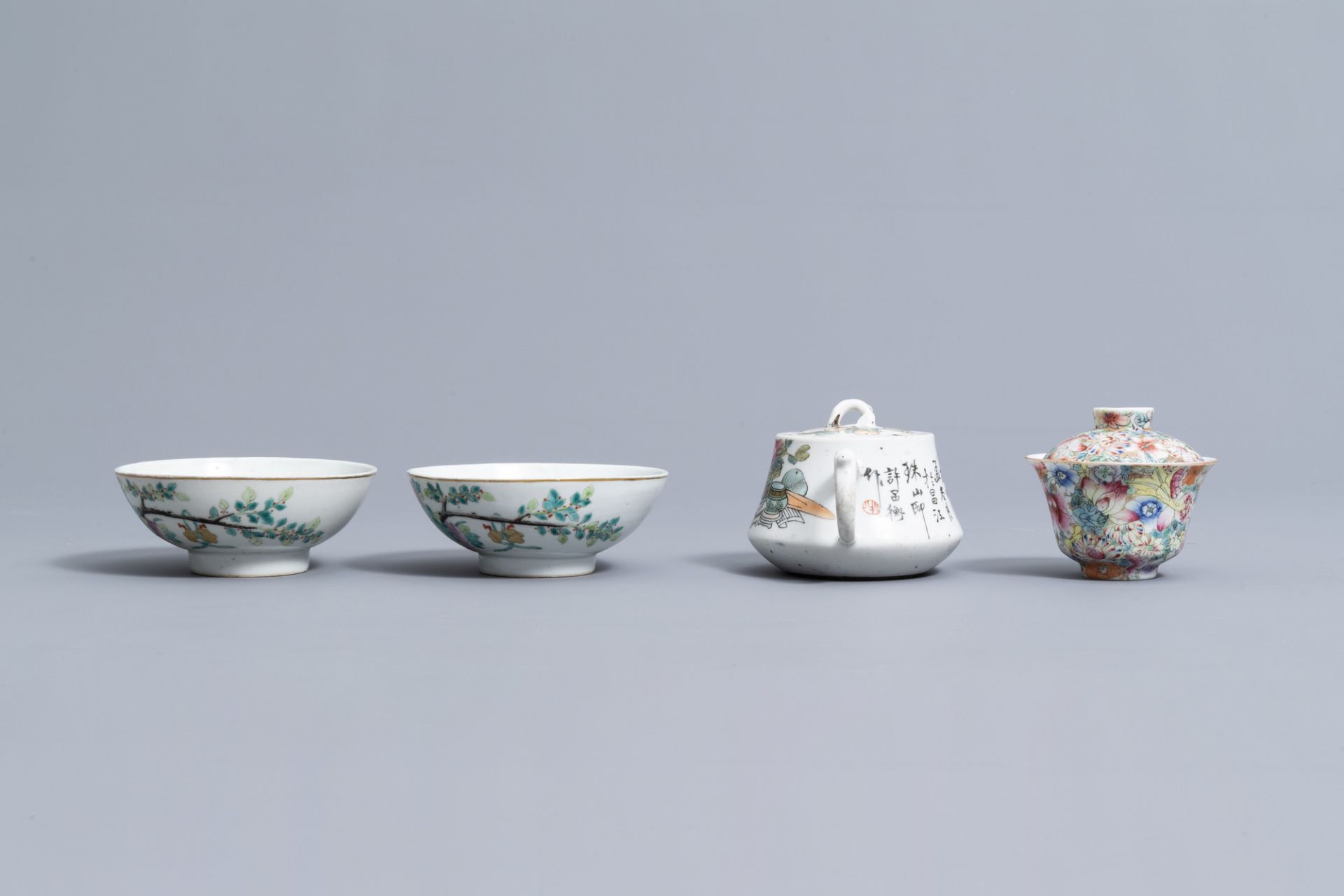 A varied collection of Chinese blue, white, qianjiang cai and famille rose porcelain, 19th/20th C. - Image 5 of 13