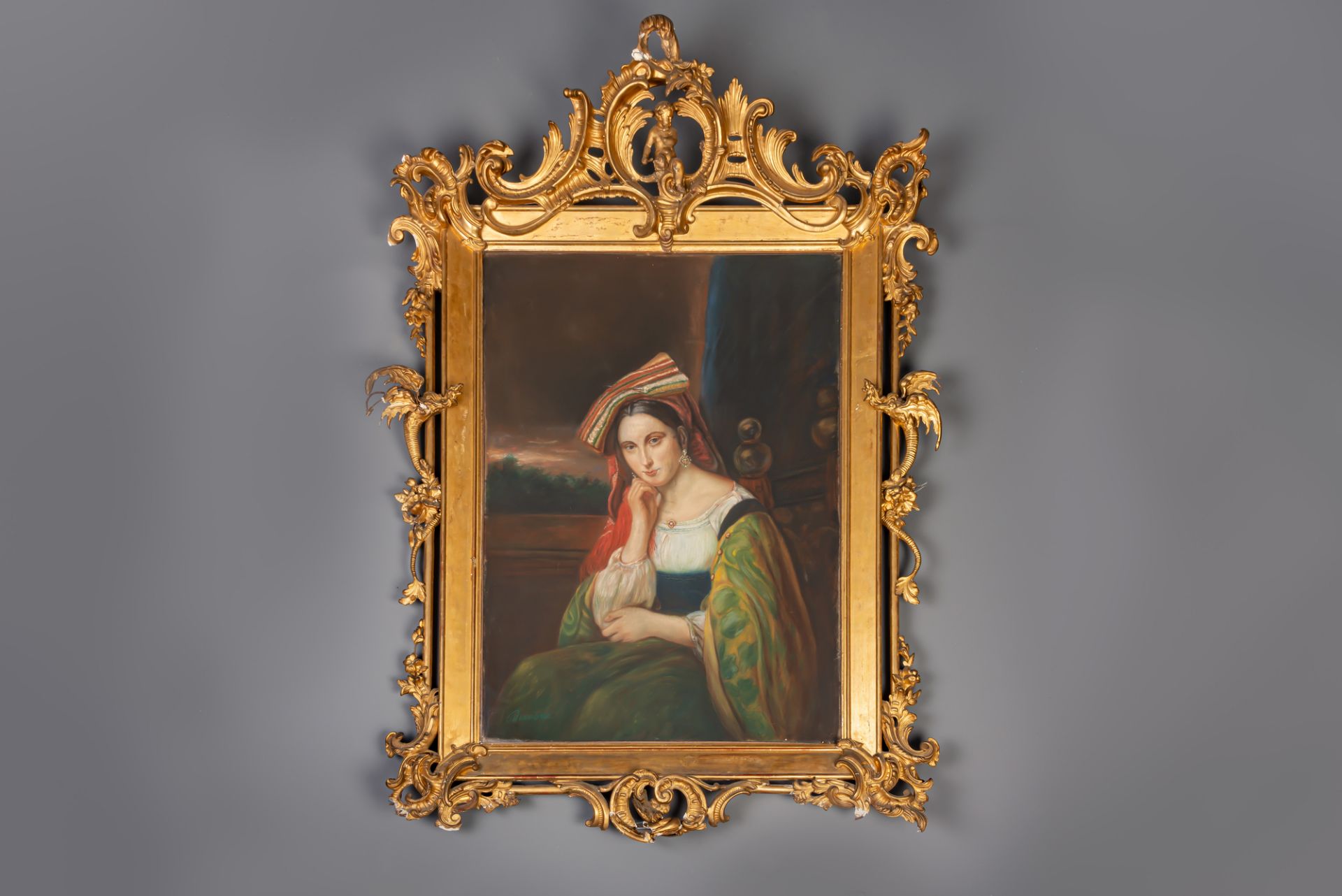 Italian school, Ducore: A portrait of an Eastern beauty, pastel on paper, 19th/20th C. - Image 2 of 4