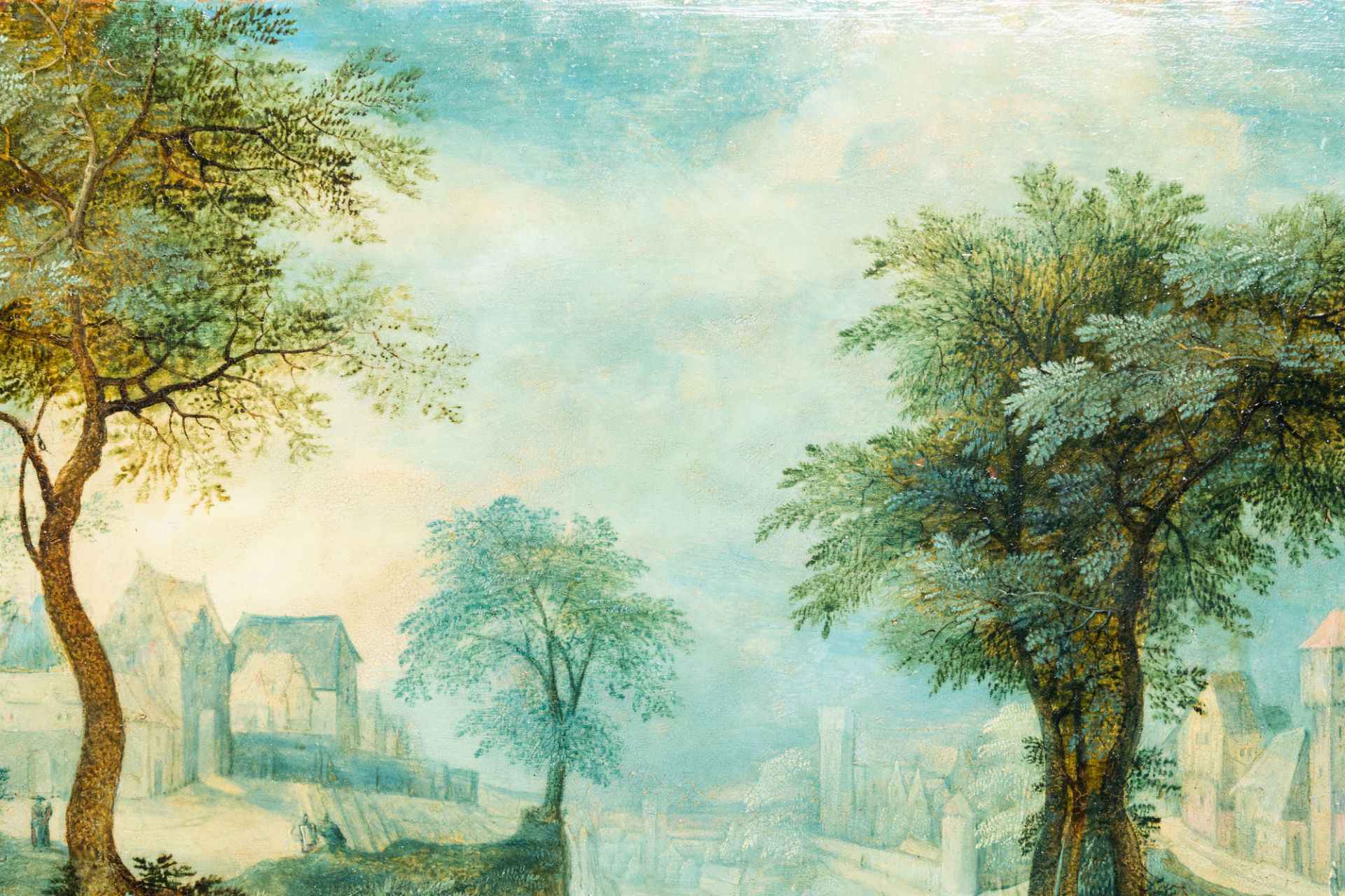Attributed to Anton Mirou (1578-1621/1627): An animated village landscape, oil on copper - Image 6 of 9