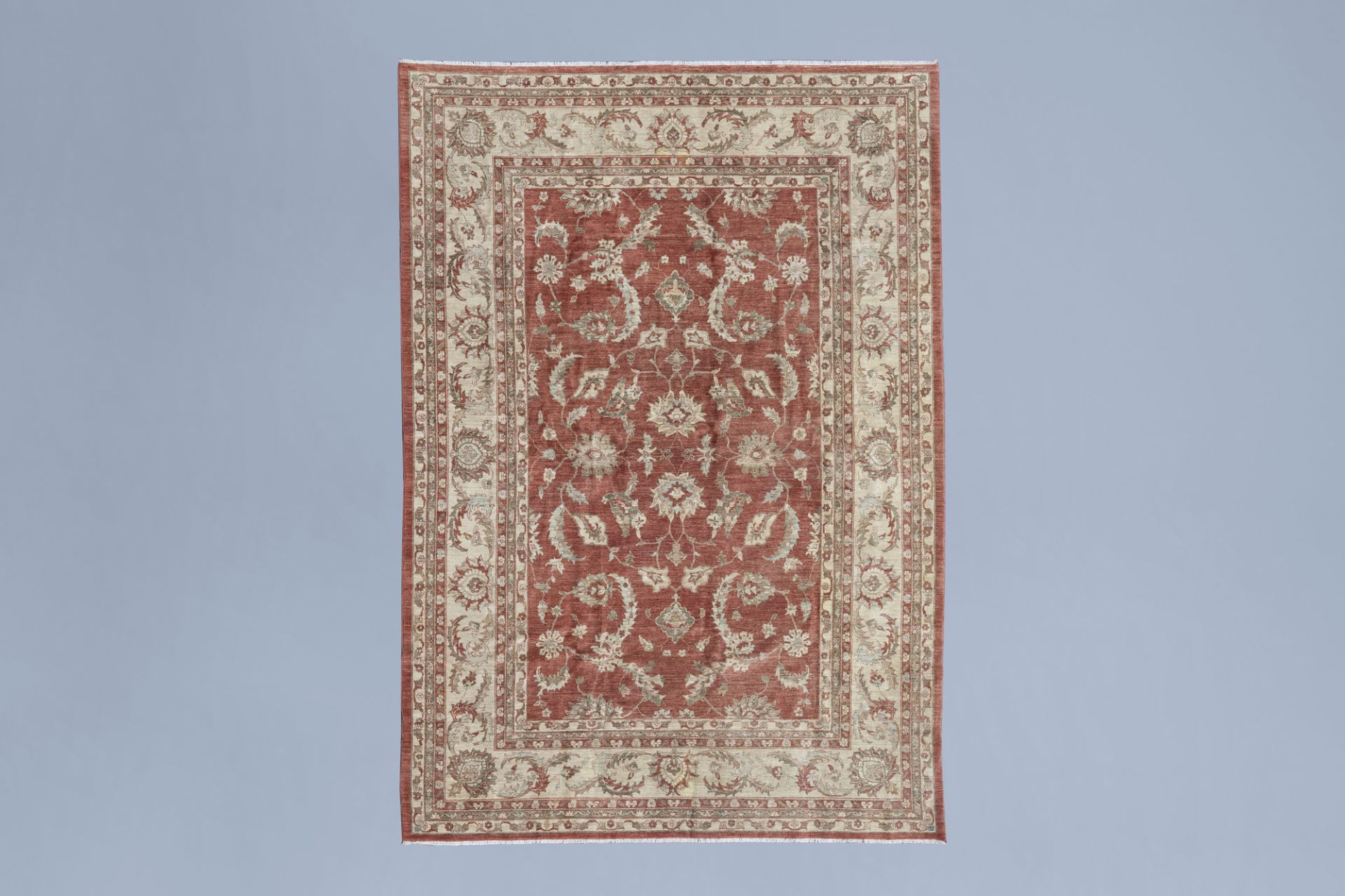 An Afghan rug with Ziegler design, wool on cotton, mid 20th C.