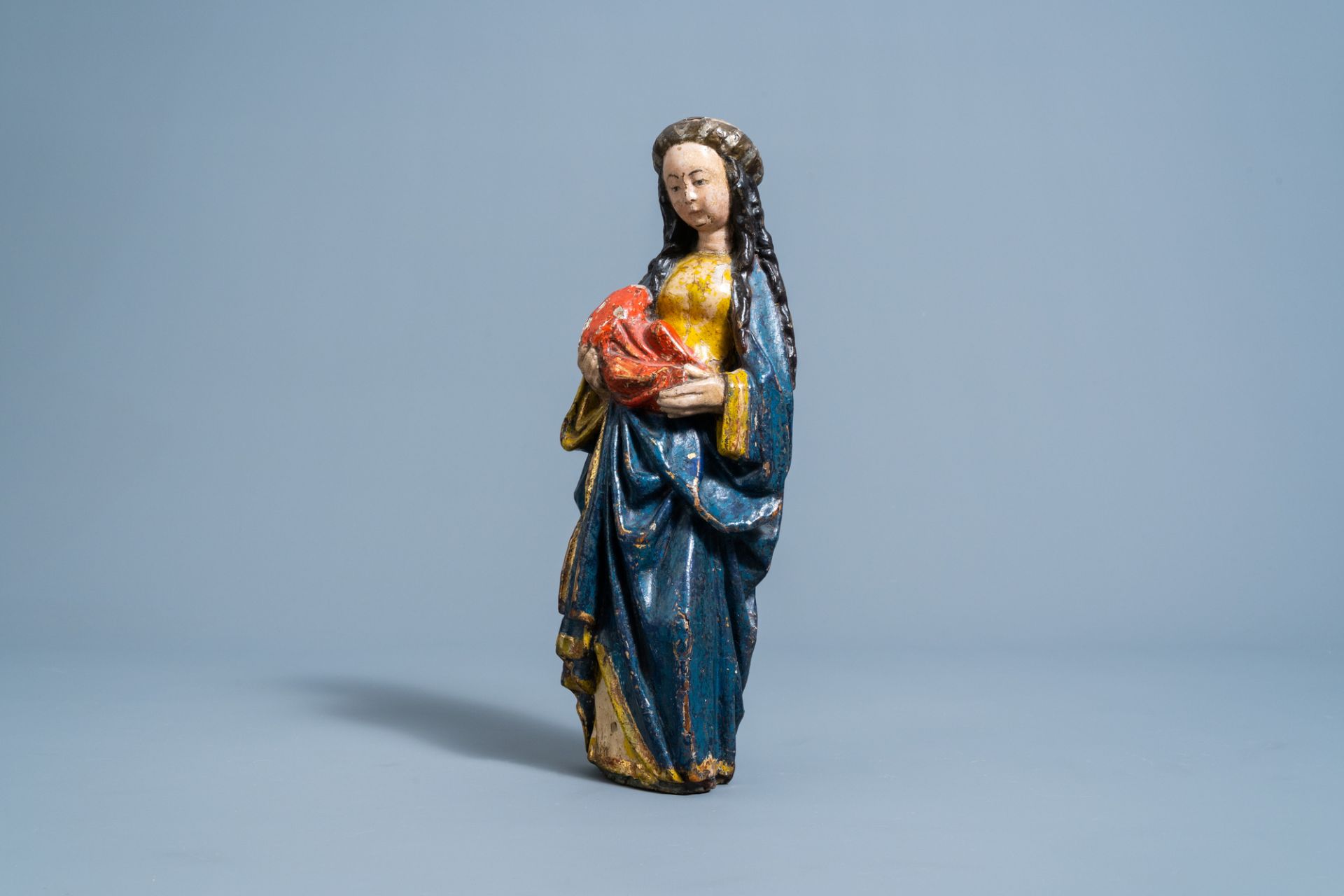 A carved and polychromed wooden Virgin and Child, Southern Netherlands, possibly Malines, 16th C.