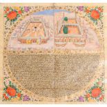 A large Persian manuscript on paper depicting Mecca with the Ka'ba, 19th C.