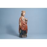 In the manner of the Master of Elsloo: A carved wooden and polychrome decorated Virgin and Child, po
