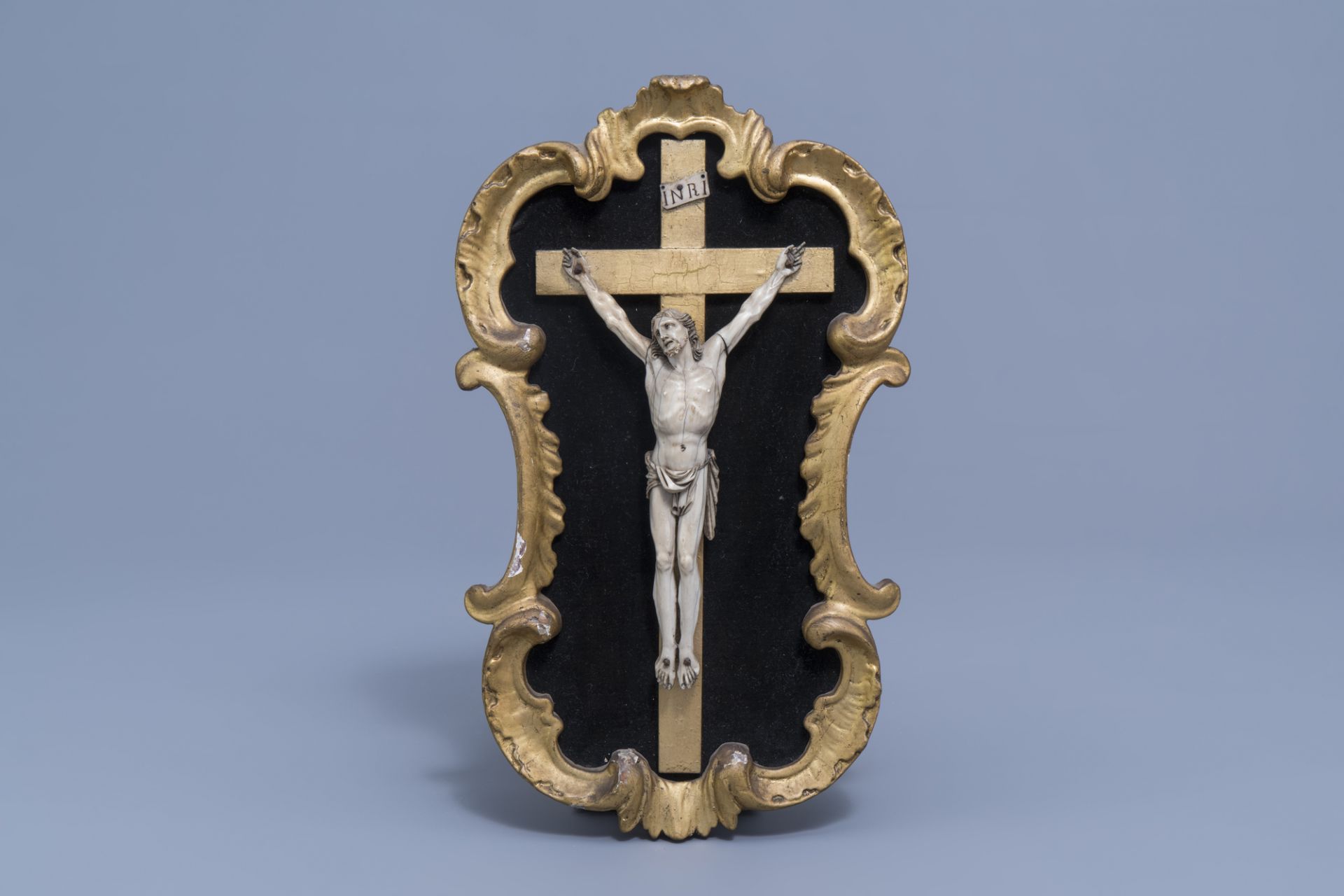 A French carved ivory Corpus Christi, 18th C.