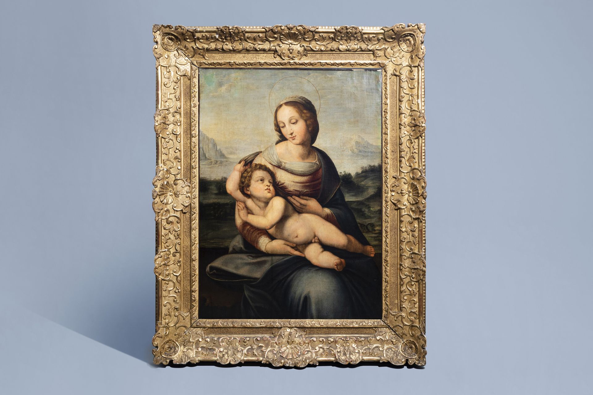 Italian school, after Raffaello Sanzio (Raphael, 1483-1520): Madonna and Child, oil on canvas, 18th/ - Bild 2 aus 5