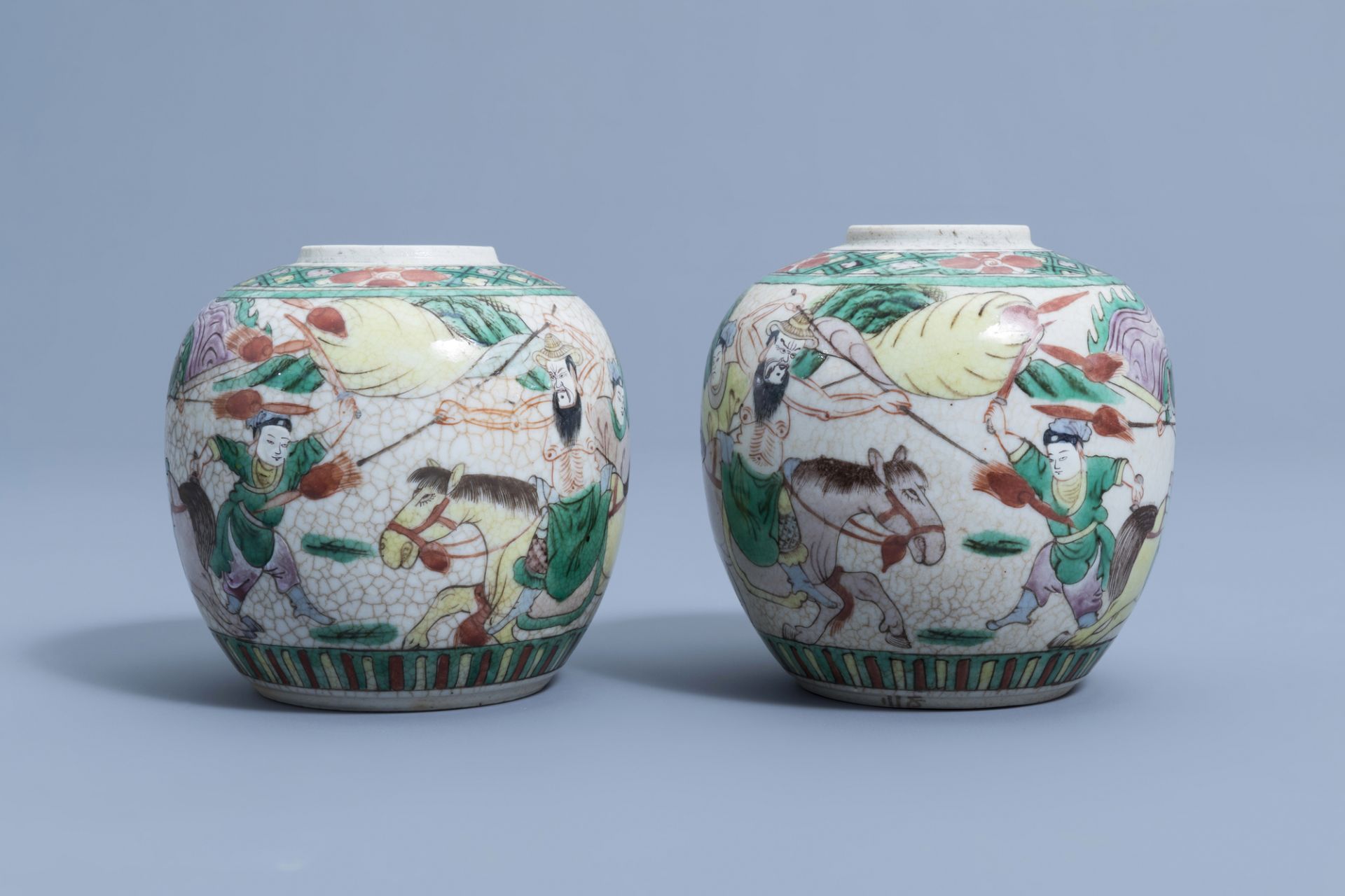 Seven various Chinese famille rose, famille verte, blue and white jars, 19th/20th C. - Image 3 of 25