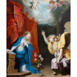 Flemish school, attributed to Jan Van Balen (1611-1654): The Annunciation, oil on copper