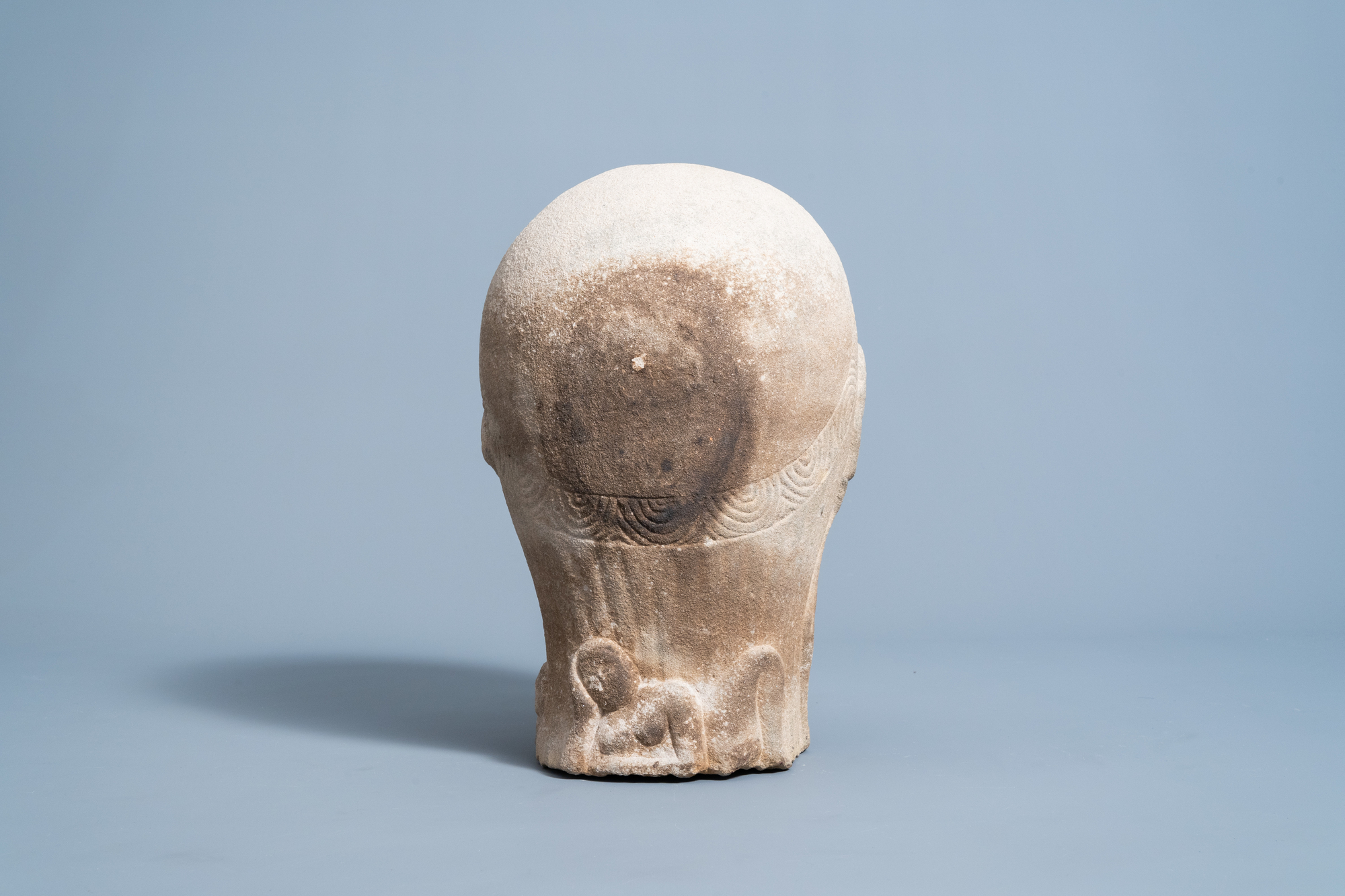 A Japanese stone head of a man formed by naked female bodies, Meiji, 19th/20th century - Image 3 of 6